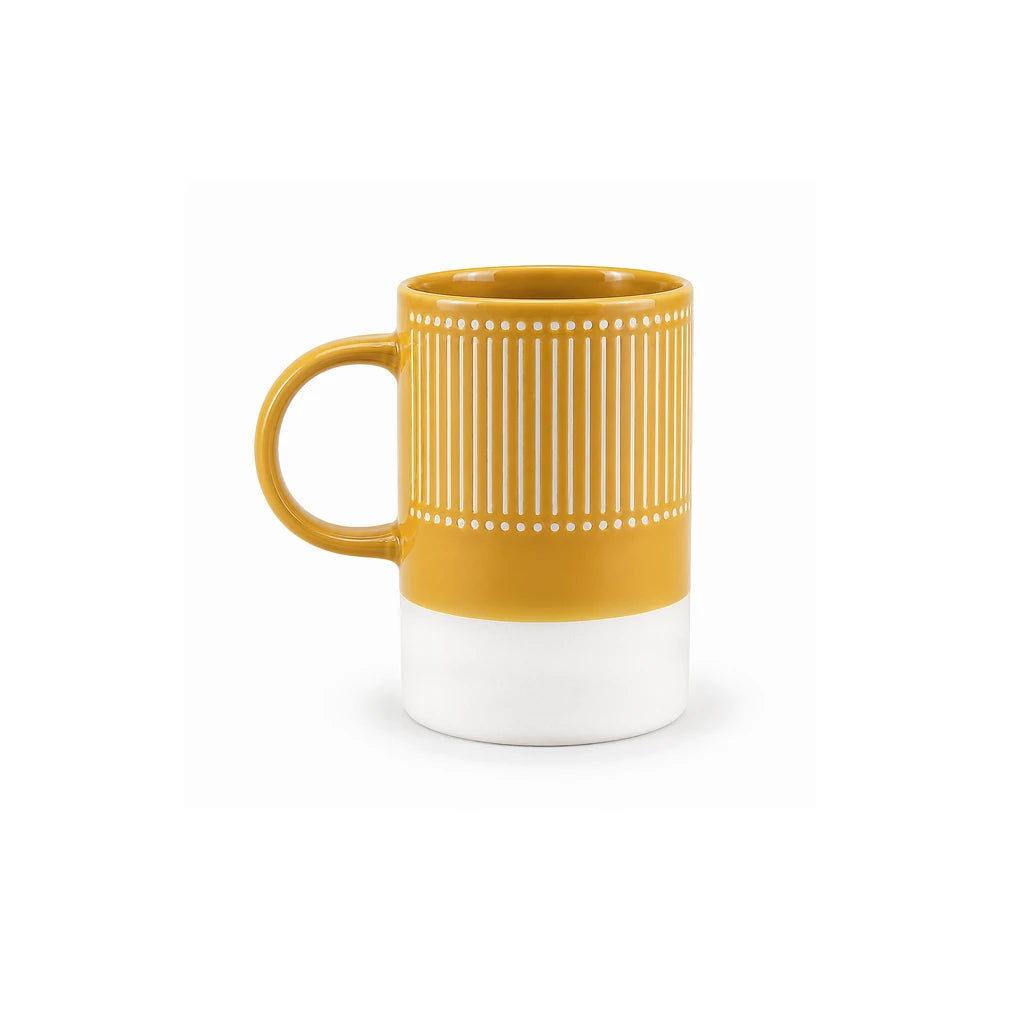 Danny Home 350 ml Yellow & White Striped Porcelain Mug