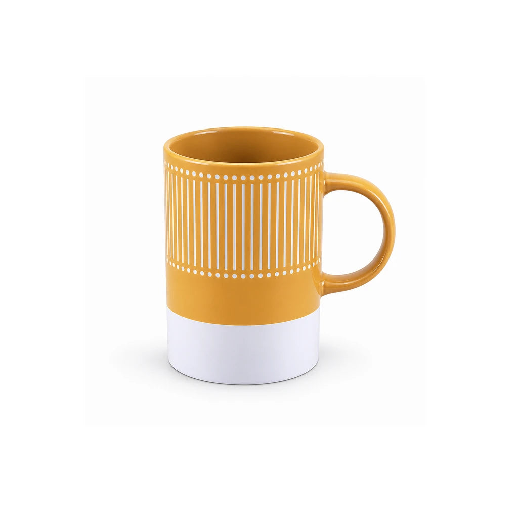 Danny Home 350 ml Yellow & White Striped Porcelain Mug