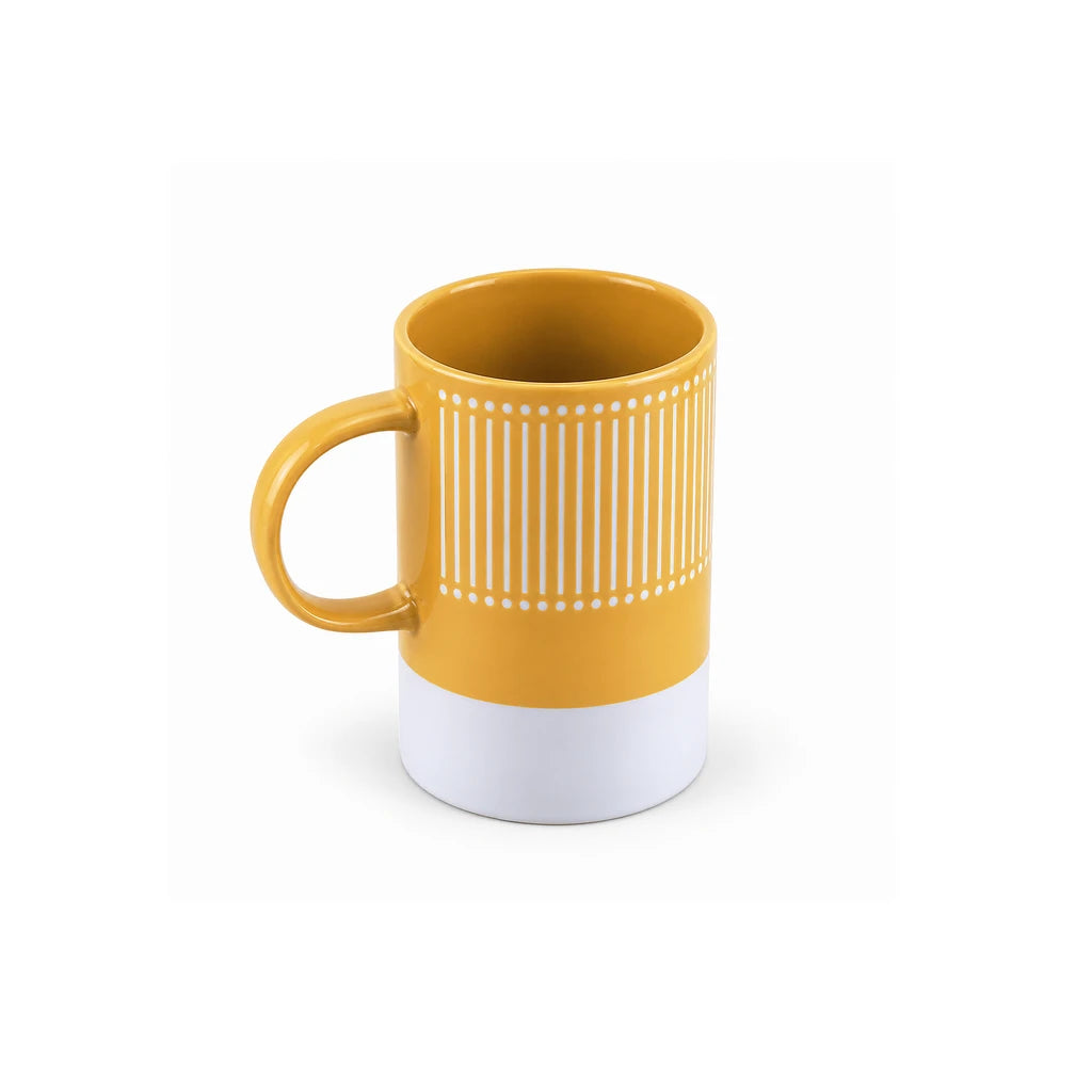 Danny Home 350 ml Yellow & White Striped Porcelain Mug