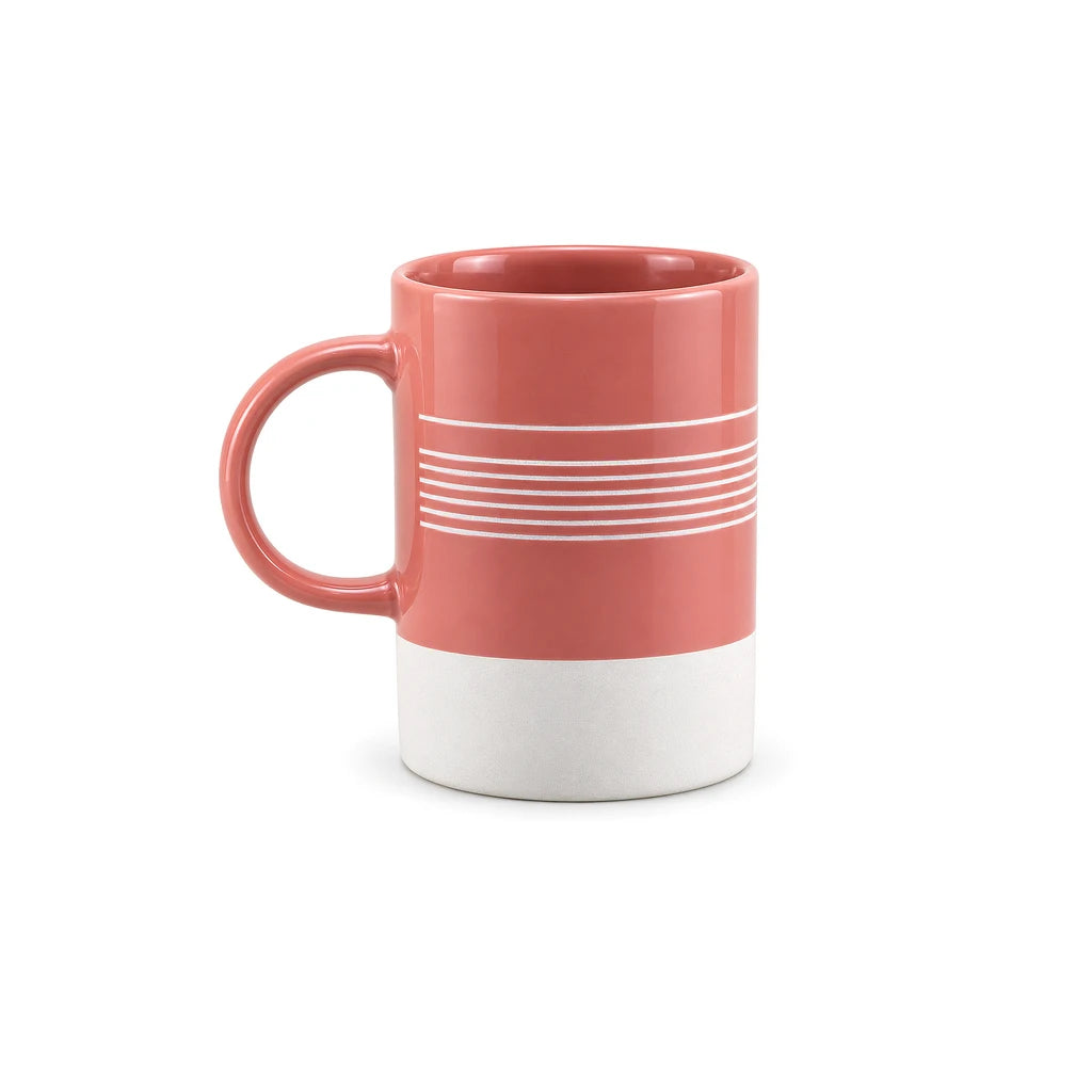 Danny Home 350 ml Red & White Horizontal Stripe Porcelain Mug