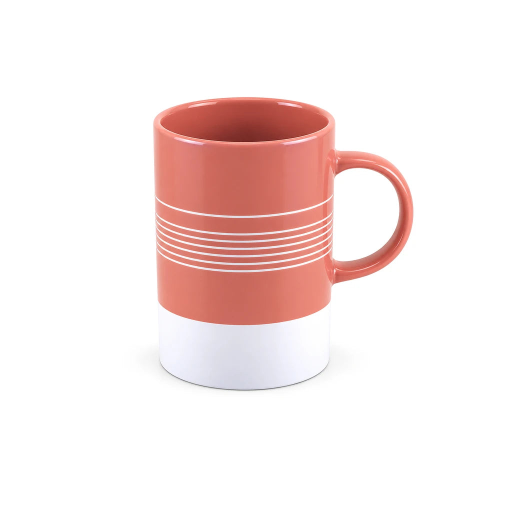 Danny Home 350 ml Red & White Horizontal Stripe Porcelain Mug