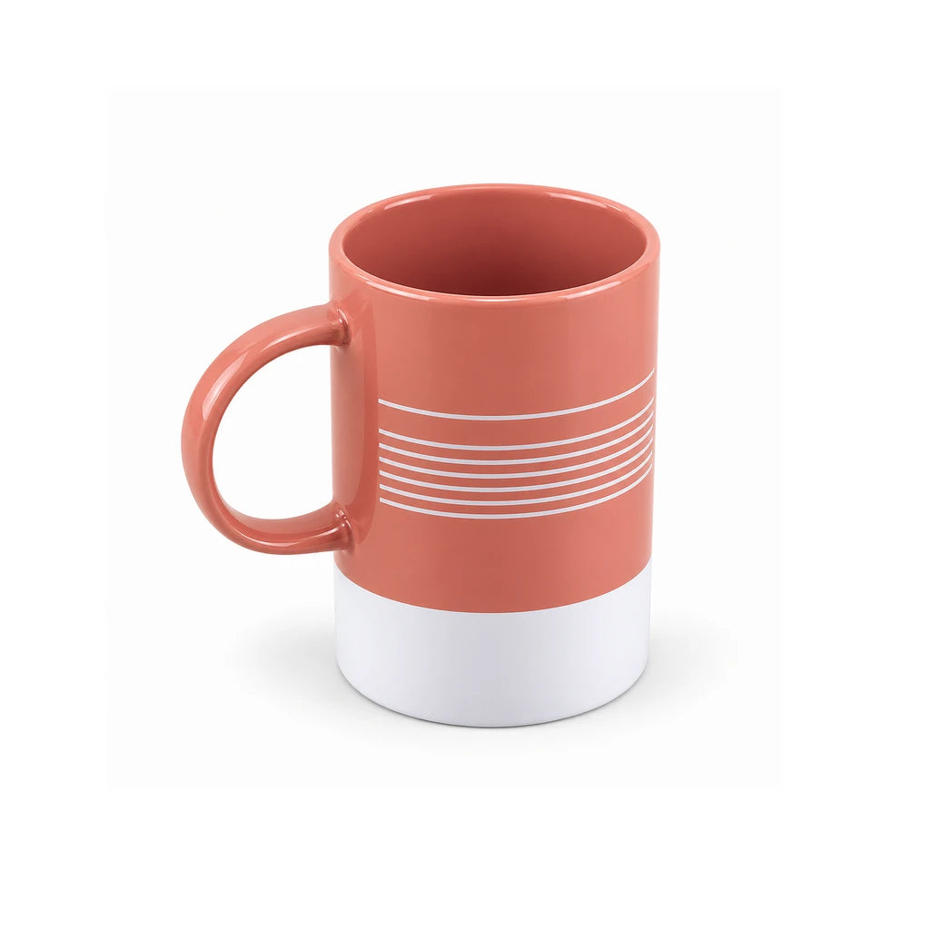 Danny Home 350 ml Red & White Horizontal Stripe Porcelain Mug