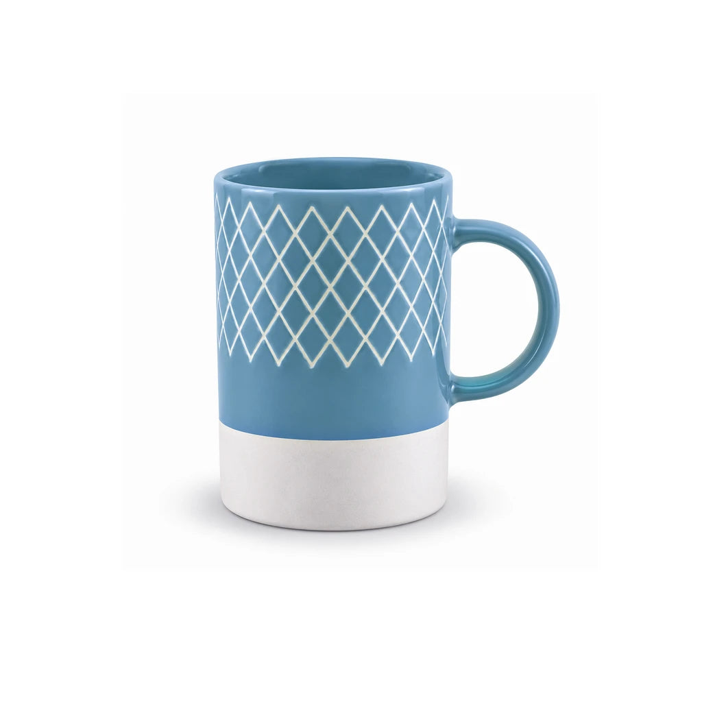 Danny Home 350 ml Blue & White Diamond Lattice Porcelain Mug