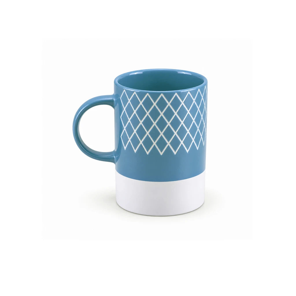 Danny Home 350 ml Blue & White Diamond Lattice Porcelain Mug