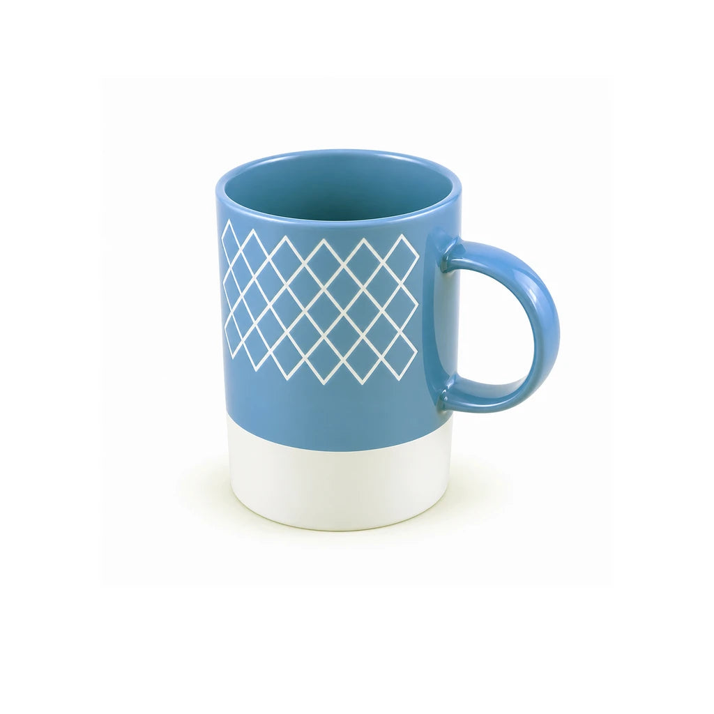 Danny Home 350 ml Blue & White Diamond Lattice Porcelain Mug