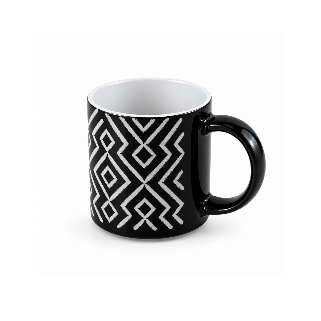 Danny Home 500 ml Navy Blue & White Geometric Porcelain Mug
