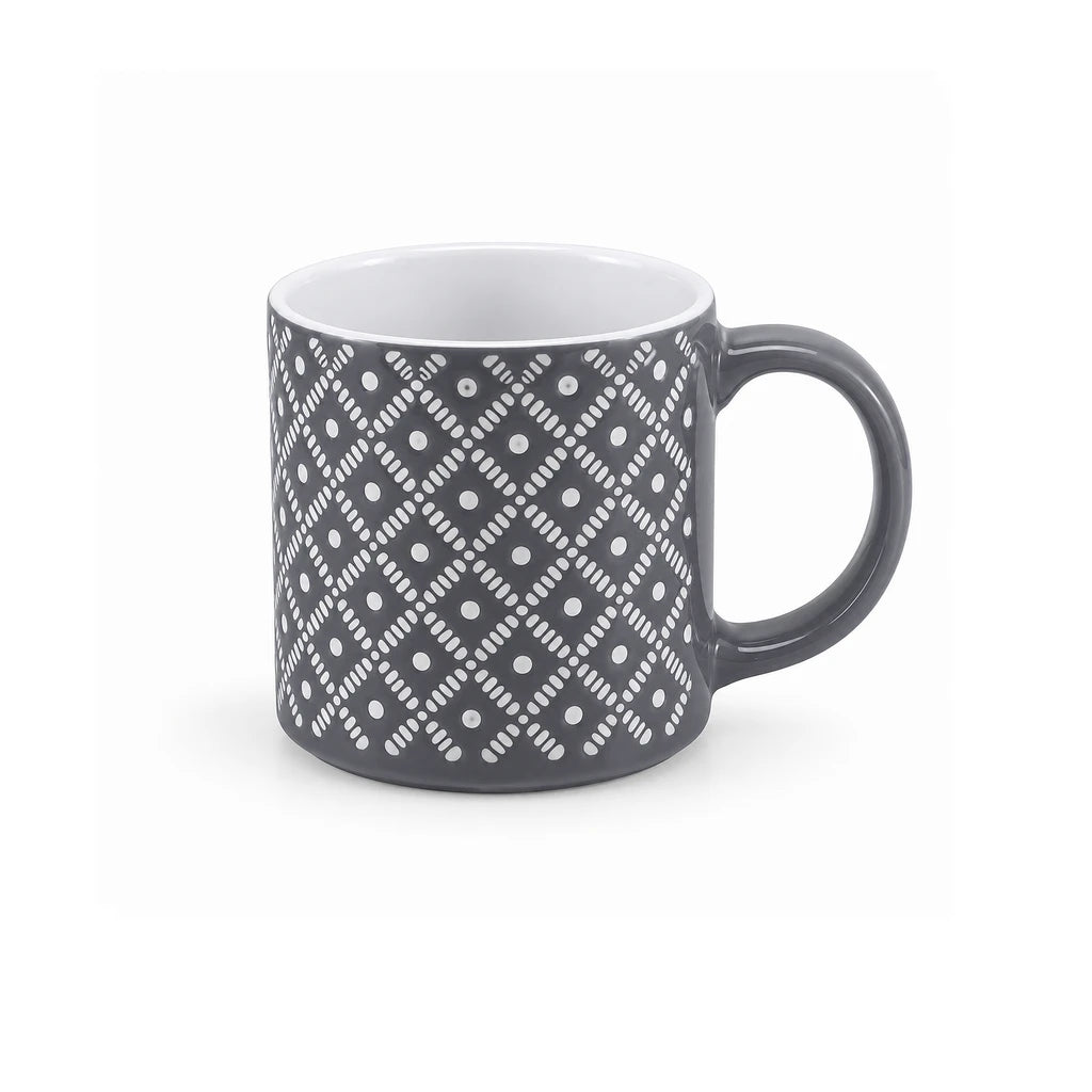 Danny Home 500 ml Charcoal & White Dotted Diamond Porcelain Mug
