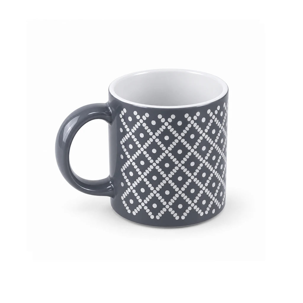Danny Home 500 ml Charcoal & White Dotted Diamond Porcelain Mug