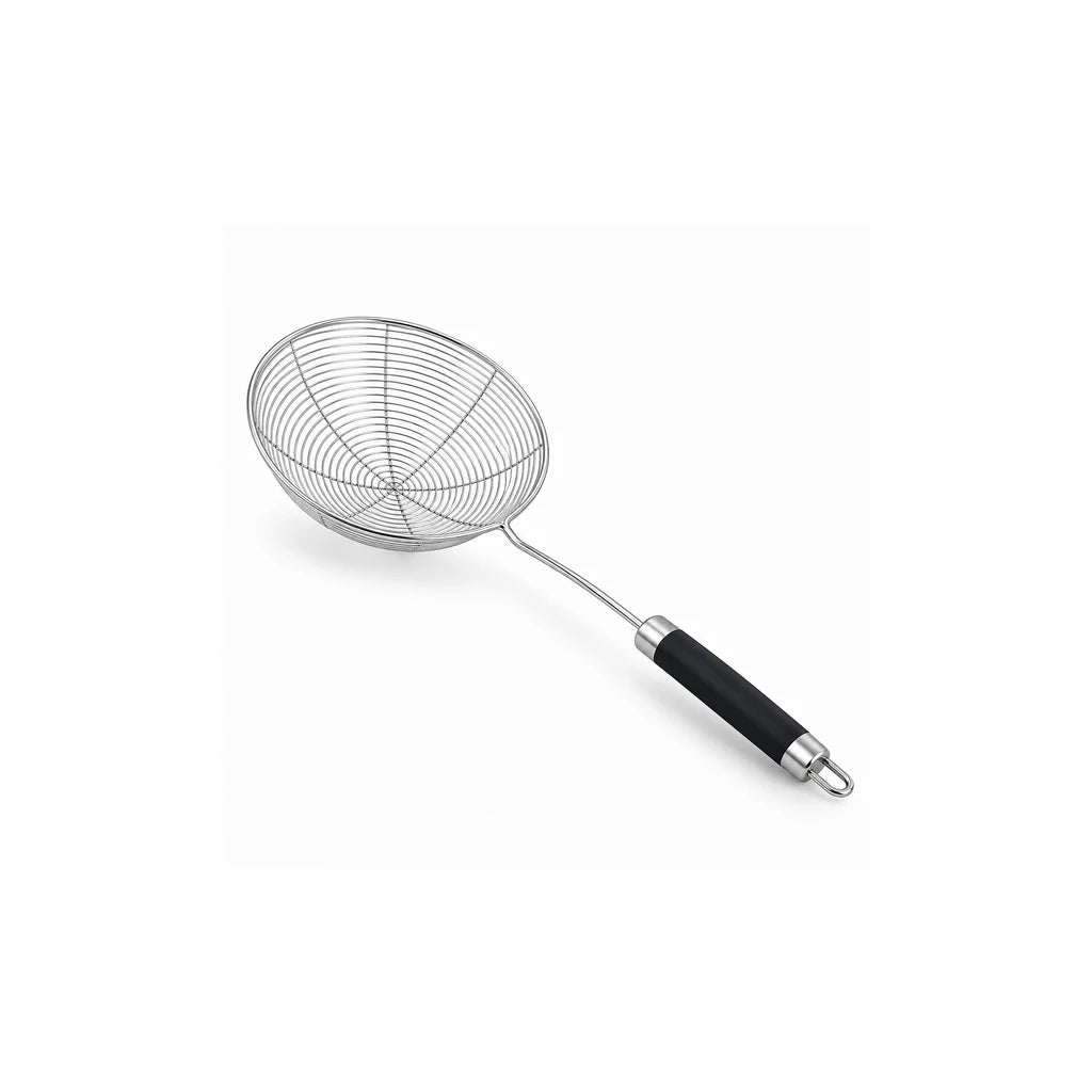 Shengya Stainless Steel Wire Fry Skimmer With Black Silicone Handle - 15, 17 & 19 cm