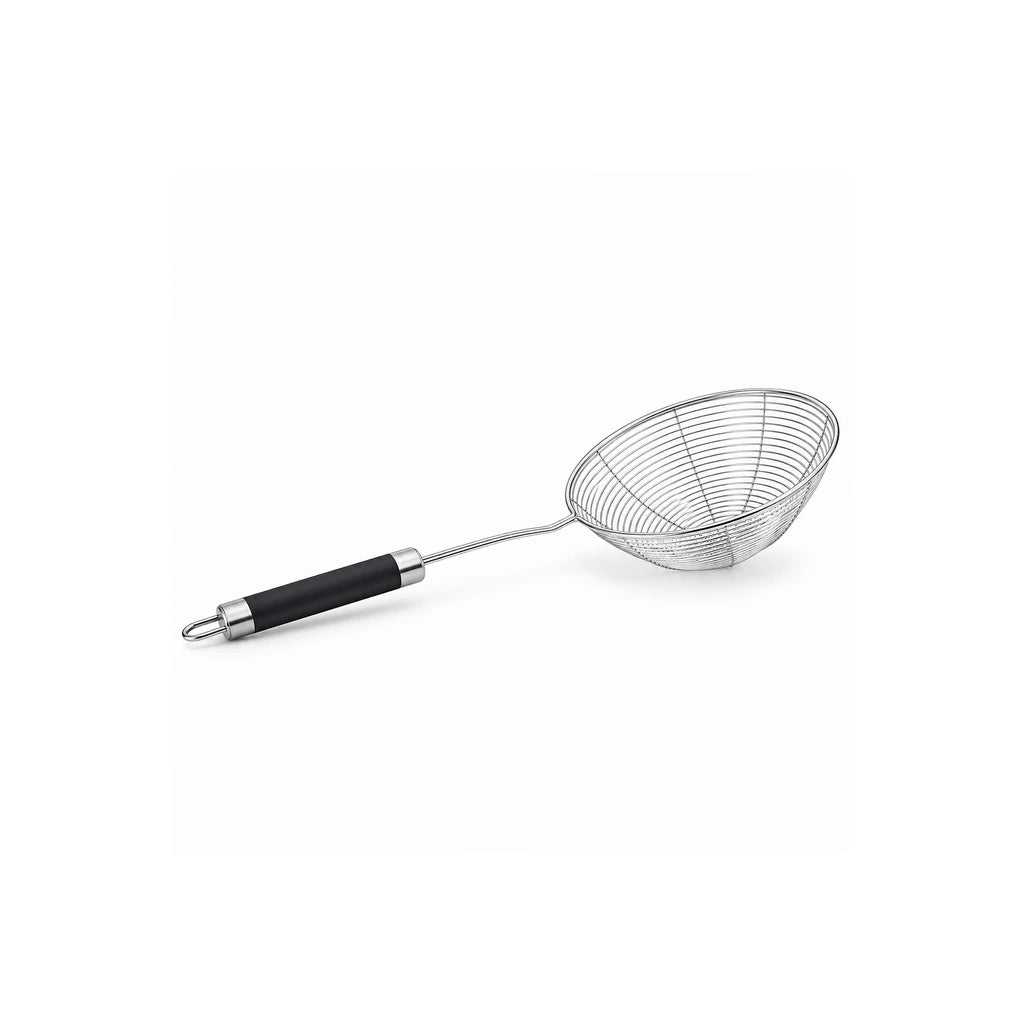 Shengya Stainless Steel Wire Fry Skimmer With Black Silicone Handle - 15, 17 & 19 cm
