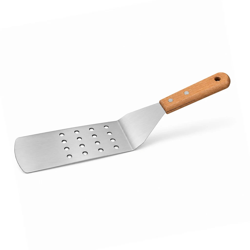 Shengya 14-Inch Perforated Stainless Steel Food Lifter With Wooden Handle