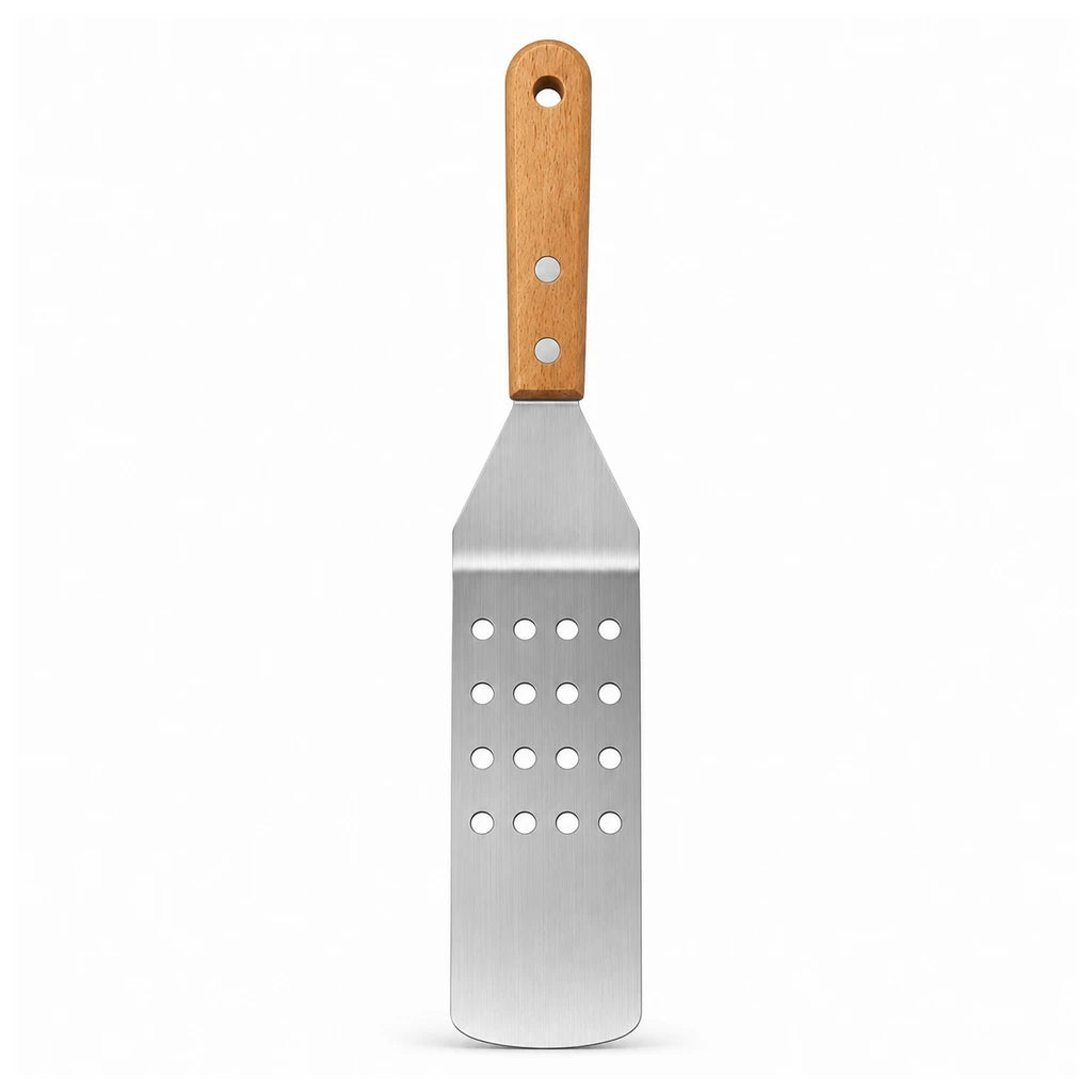 Shengya 14-Inch Perforated Stainless Steel Food Lifter With Wooden Handle