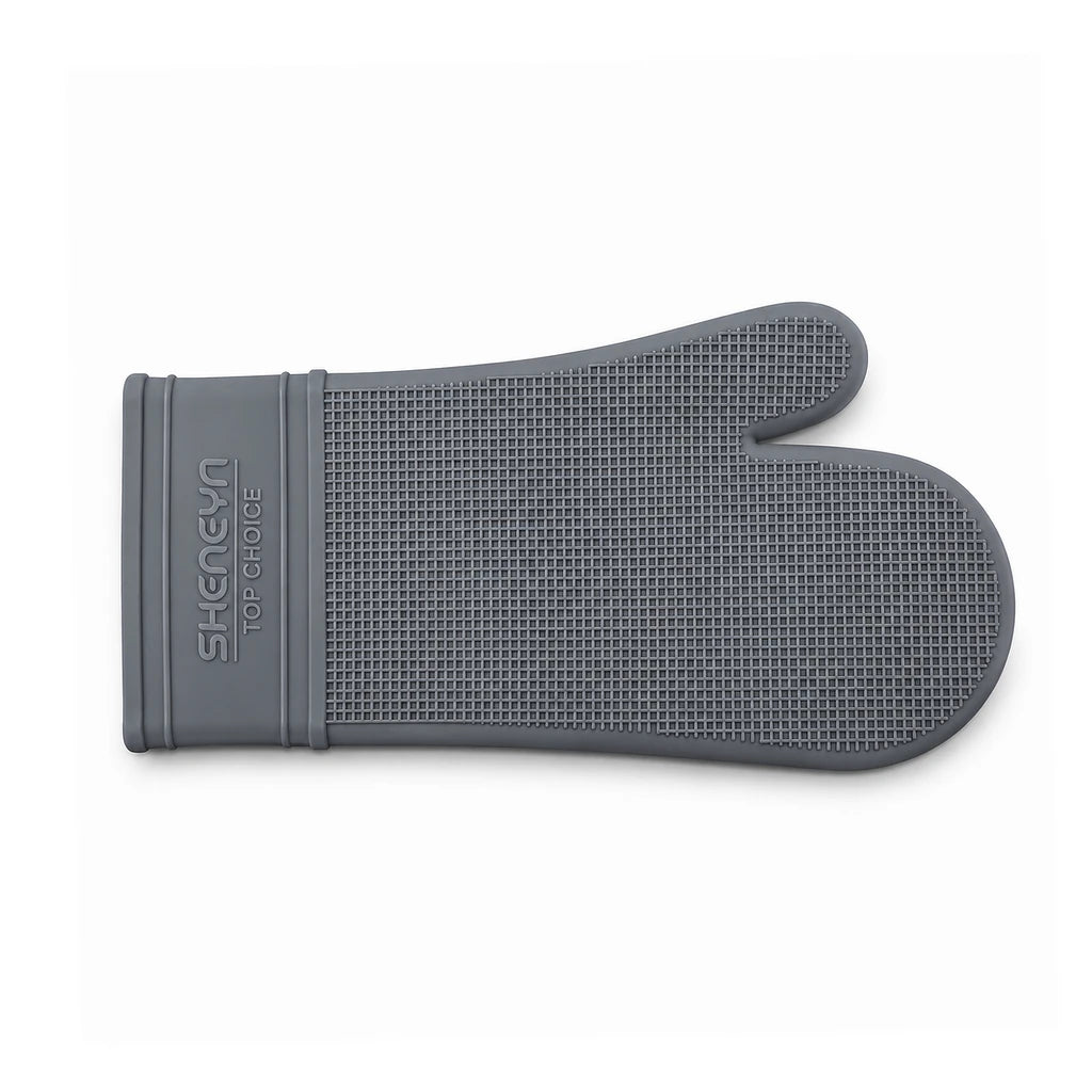 Shengya Silicone Baking Gloves With Textured Grip - Red, Grey & Black