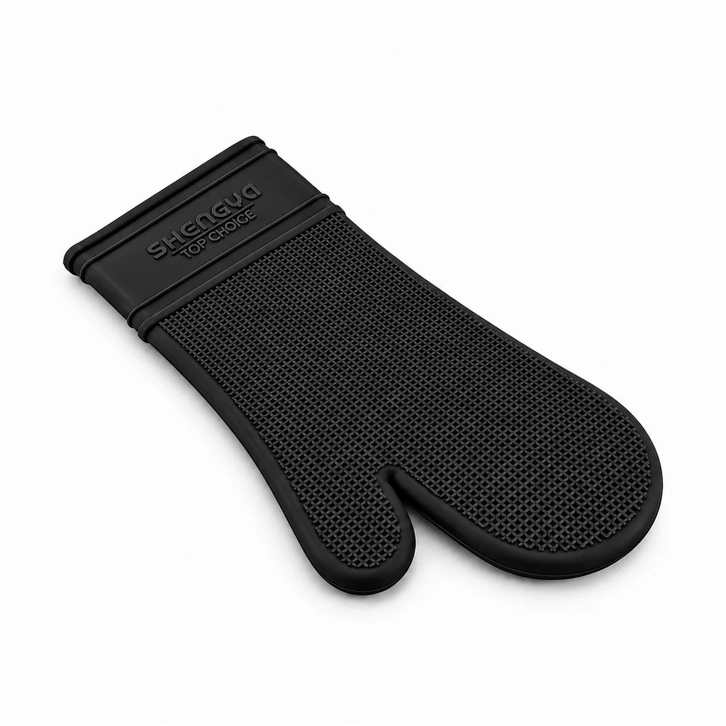 Shengya Silicone Baking Gloves With Textured Grip - Red, Grey & Black