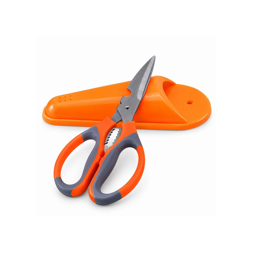 Star Stainless Steel Kitchen Scissors With Orange & Grey Handles and Cap