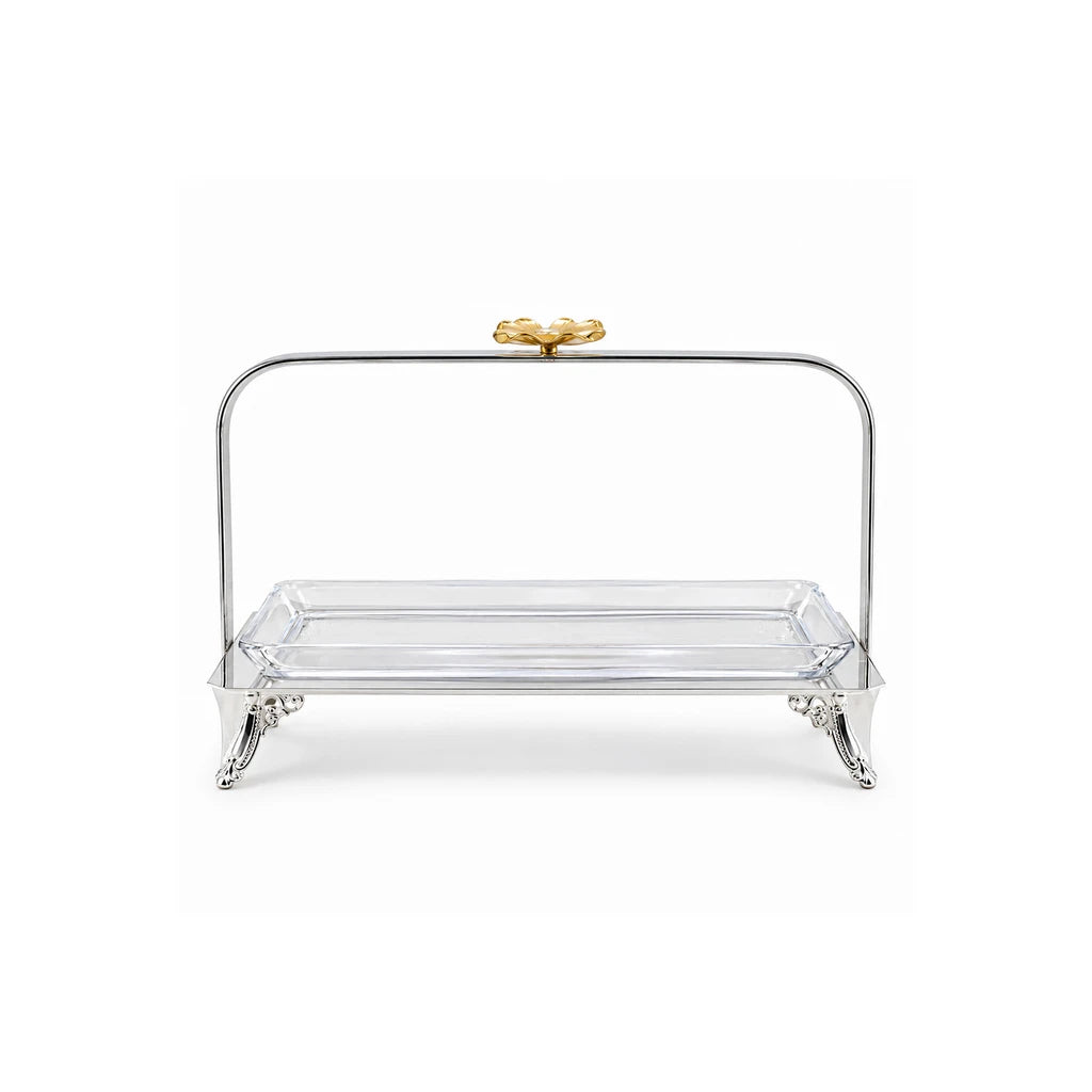 Rectangular Glass Serving Dish with Stainless Steel Platter