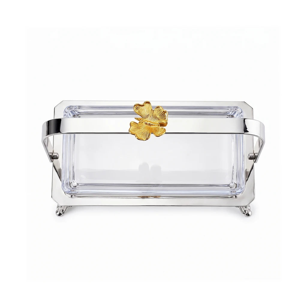 Rectangular Glass Serving Dish with Stainless Steel Platter