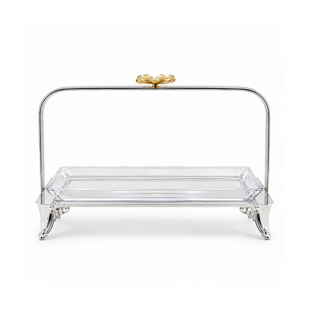 Rectangular Glass Serving Dish with Stainless Steel Platter