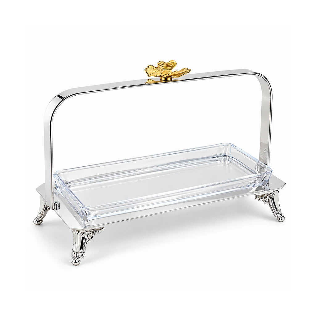 Rectangular Glass Serving Dish with Stainless Steel Platter