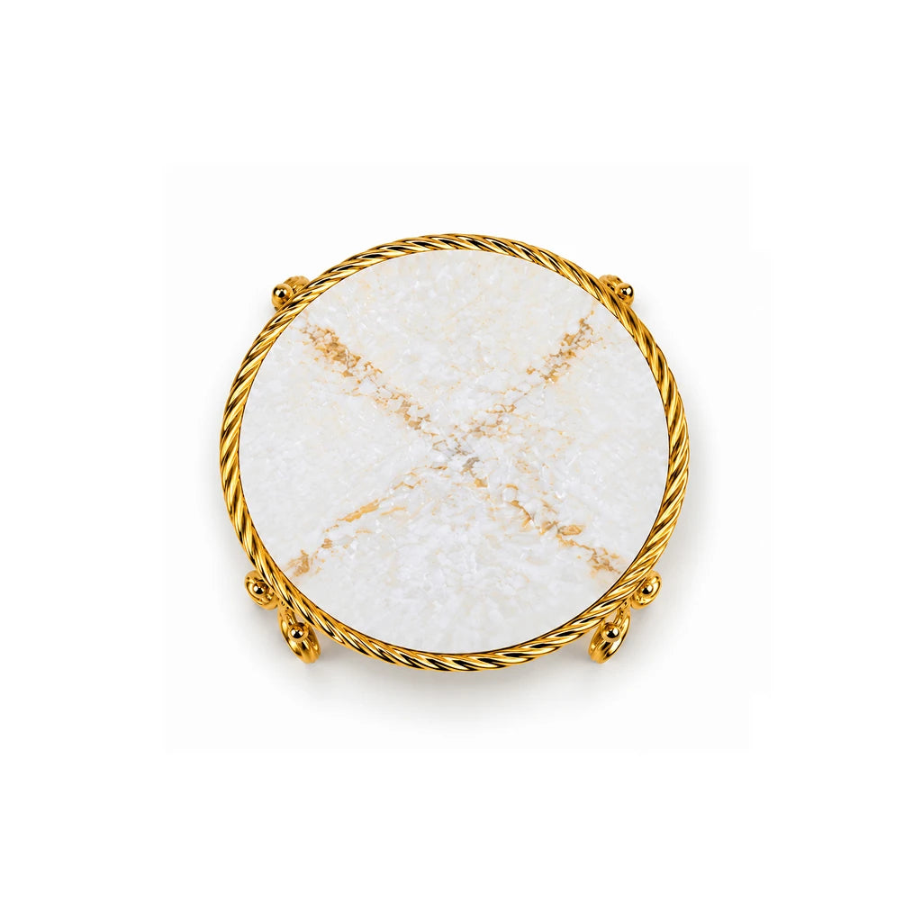 Round Glass Serving Dish with Gold-Coloured Platter
