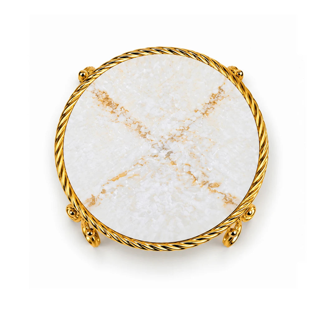 Round Glass Serving Dish with Gold-Coloured Platter