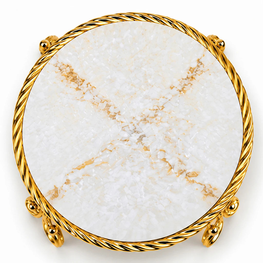 Round Glass Serving Dish with Gold-Coloured Platter