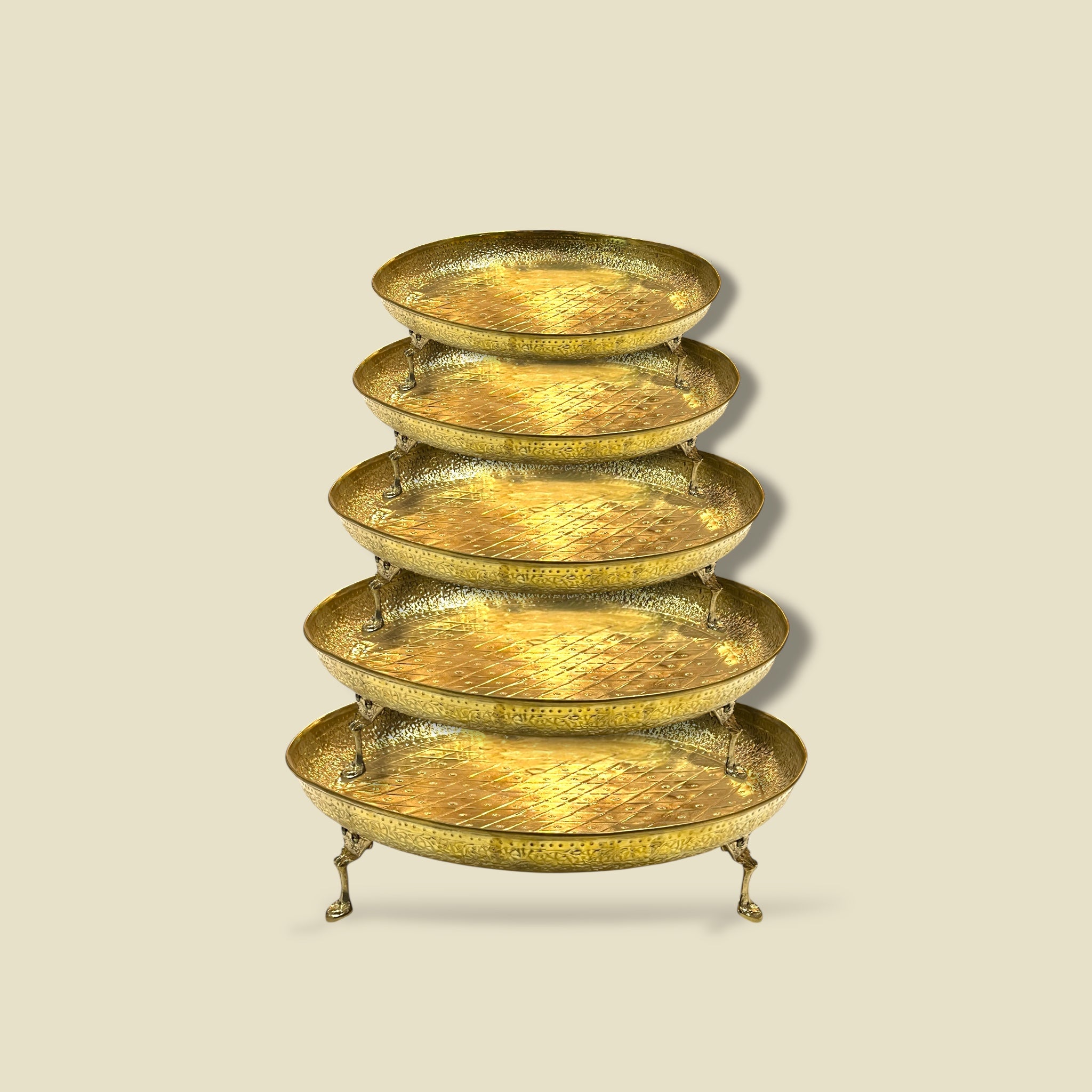 Handcrafted Serving Footed Platters Golden