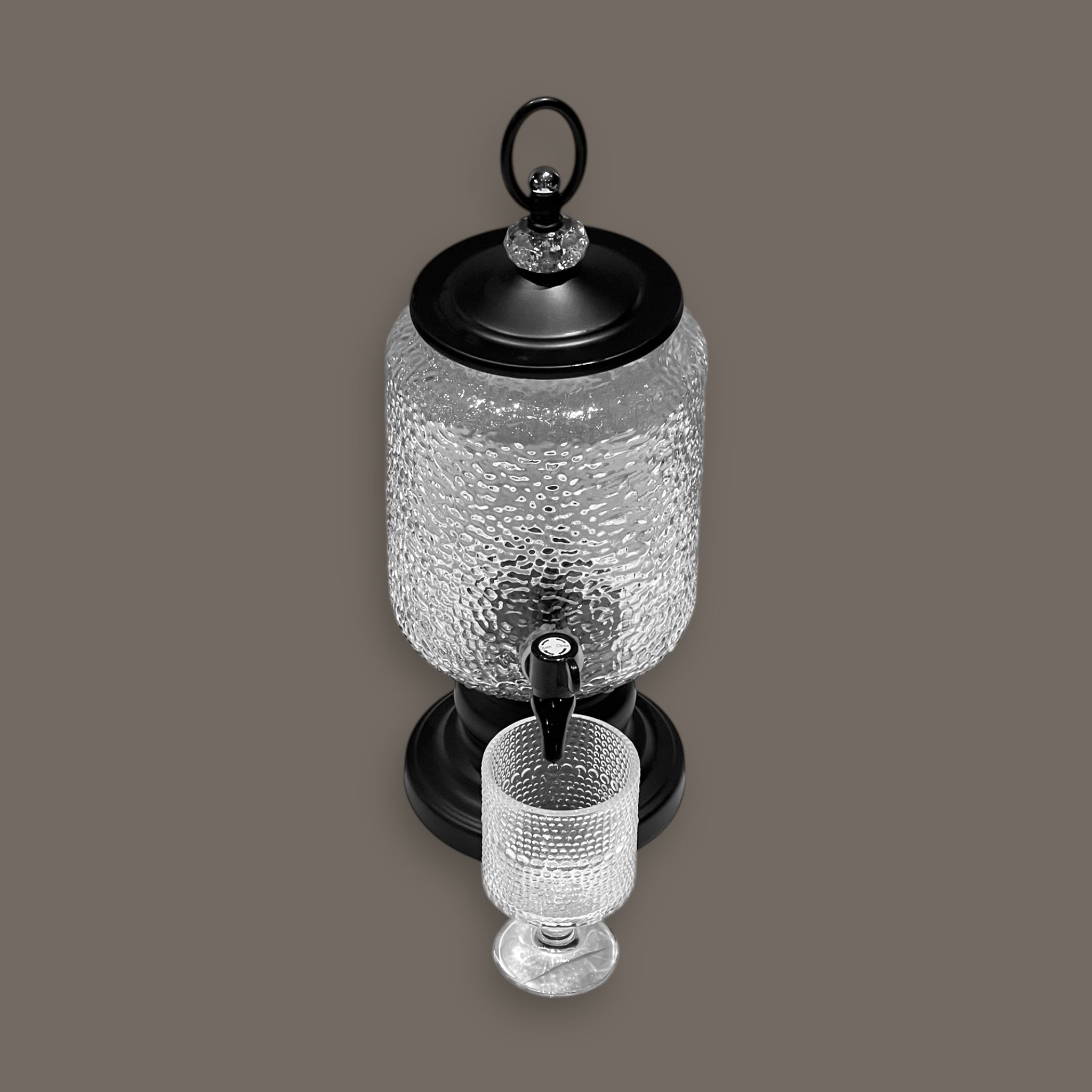 Fancy 4-Liter Glass Beverage Dispenser With Six Glasses