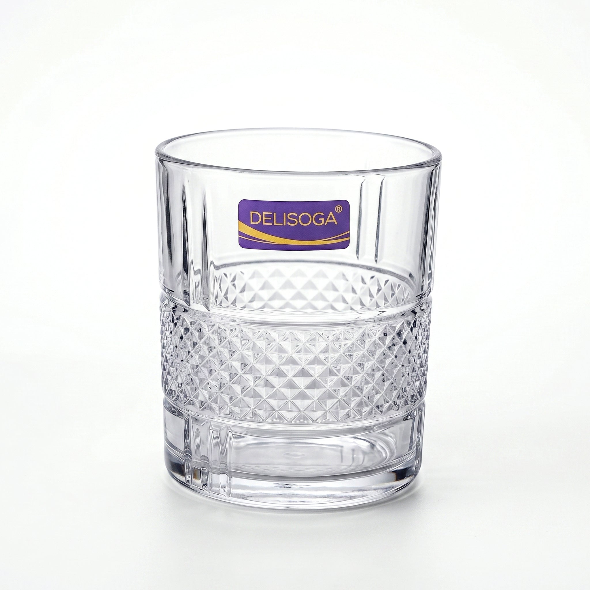 Delisoga 340 ml 6-Piece Crystal Diamond Textured DOF Glass Set
