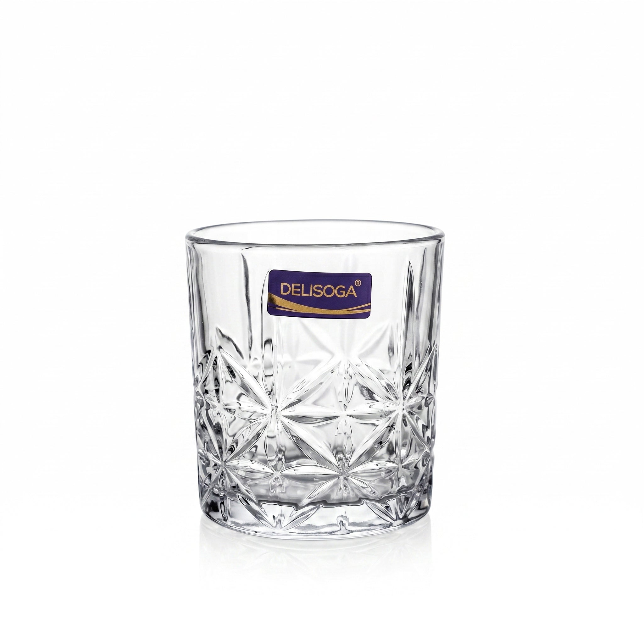 Delisoga 340 ml 6-Piece Crystal-Cut Star Pattern DOF Glass
