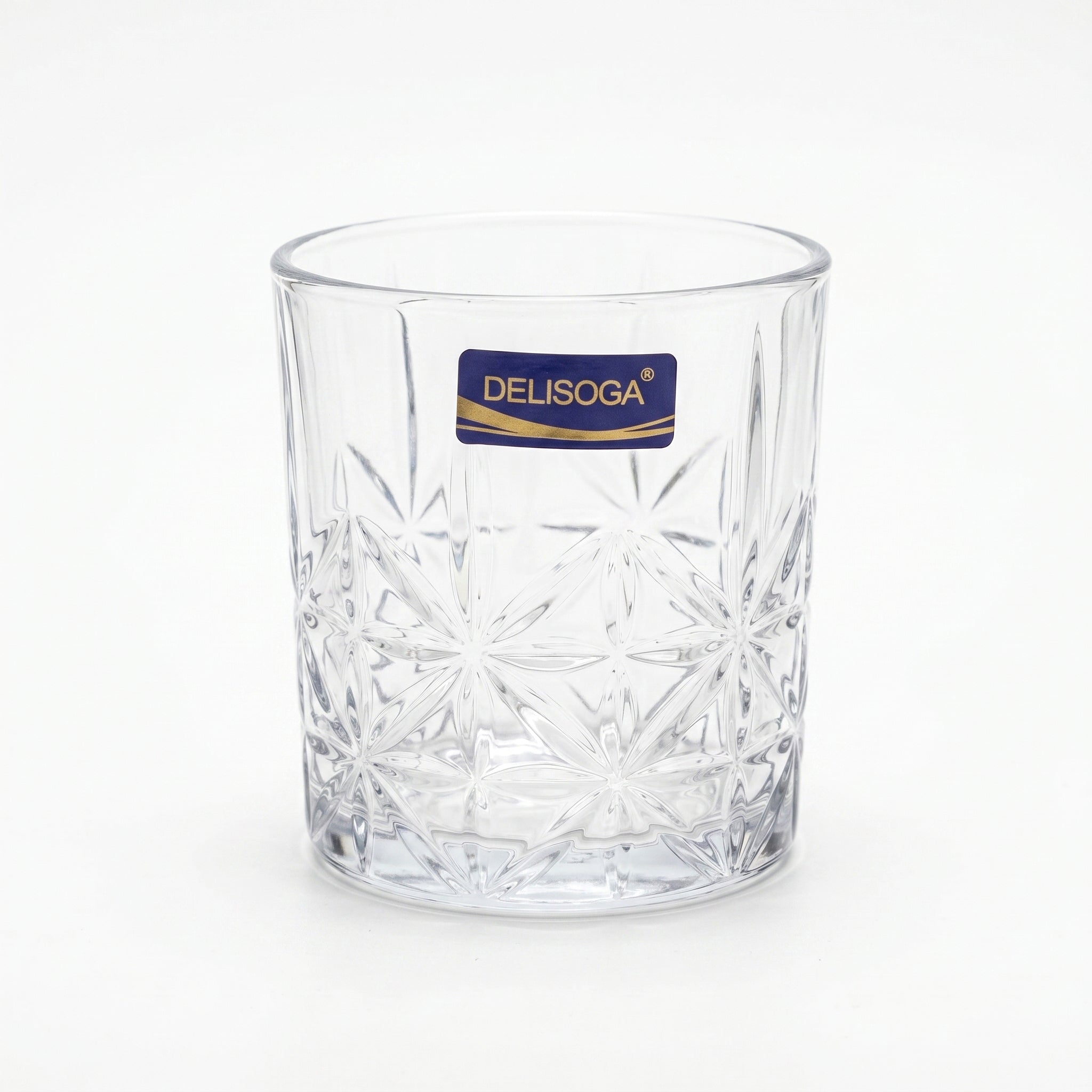 Delisoga 340 ml 6-Piece Crystal-Cut Star Pattern DOF Glass