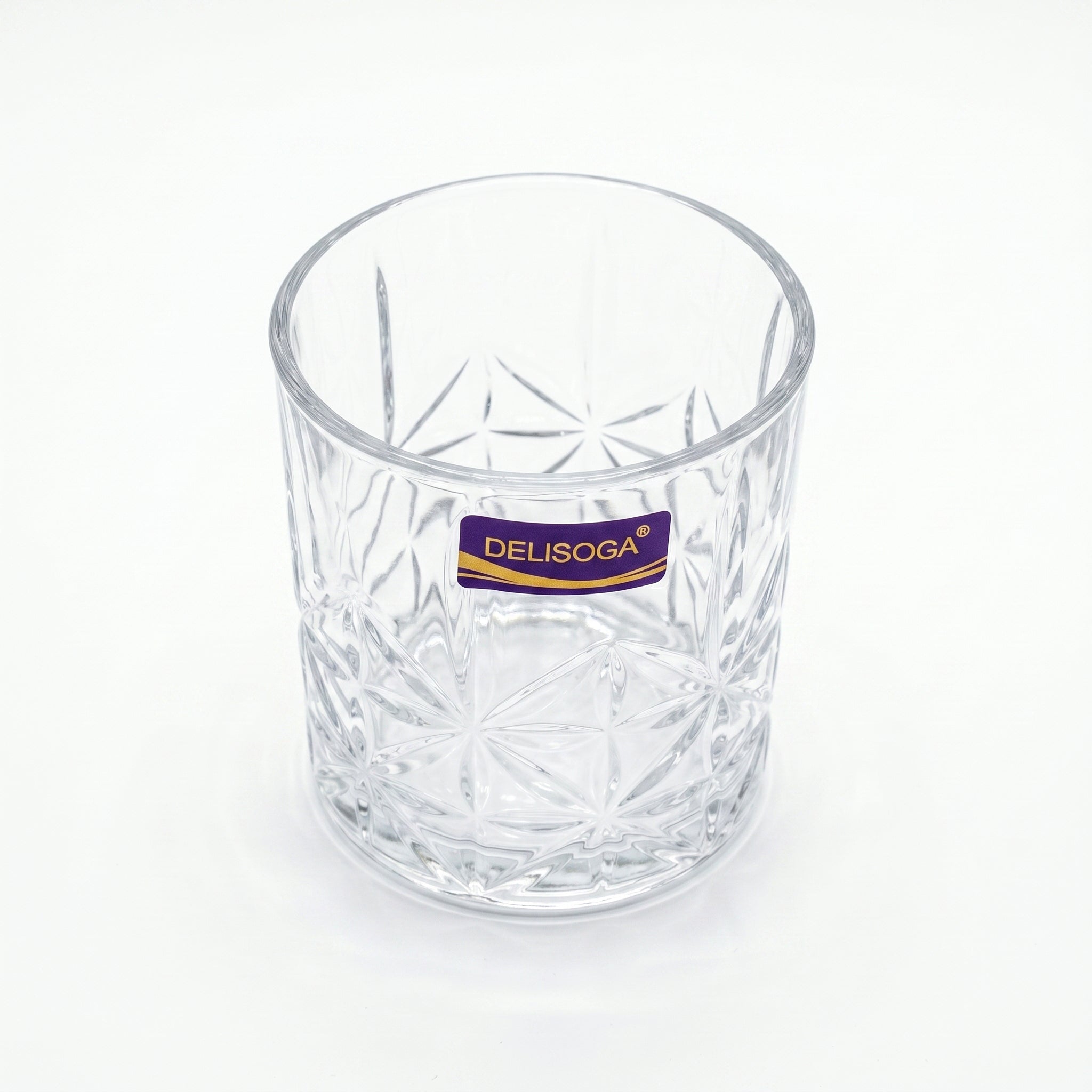 Delisoga 340 ml 6-Piece Crystal-Cut Star Pattern DOF Glass