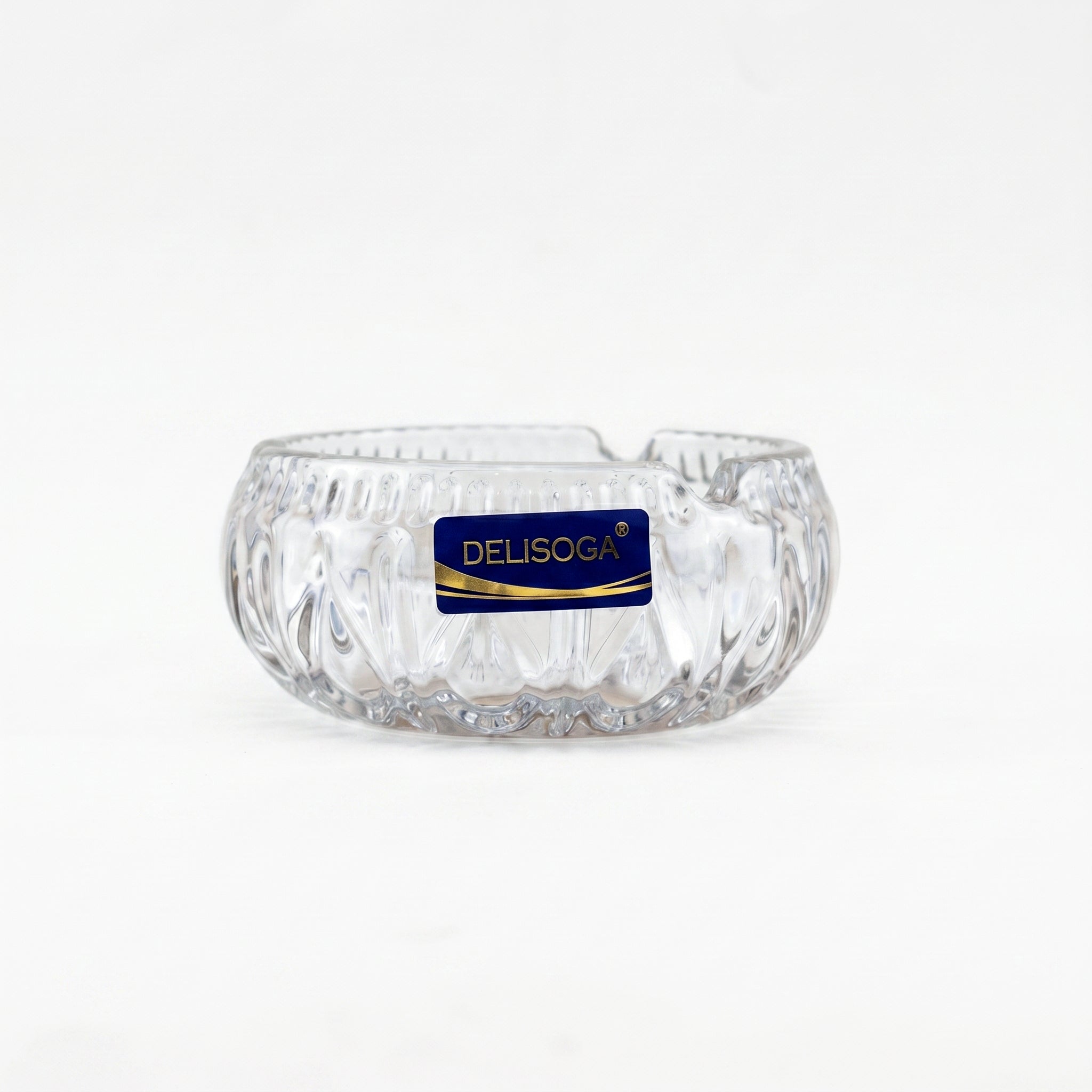 Delisoga Leaf Pattern Round Glass Ashtray