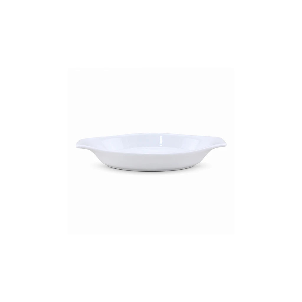 Forte B.K Casa 8-Inch White Ceramic Oval Dish With Side Grips
