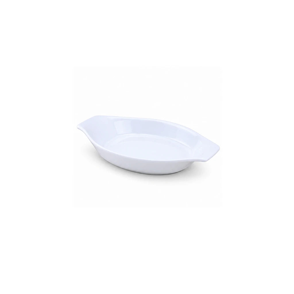 Forte B.K Casa 8-Inch White Ceramic Oval Dish With Side Grips