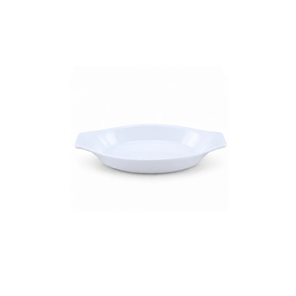 Forte B.K Casa 8-Inch White Ceramic Oval Dish With Side Grips