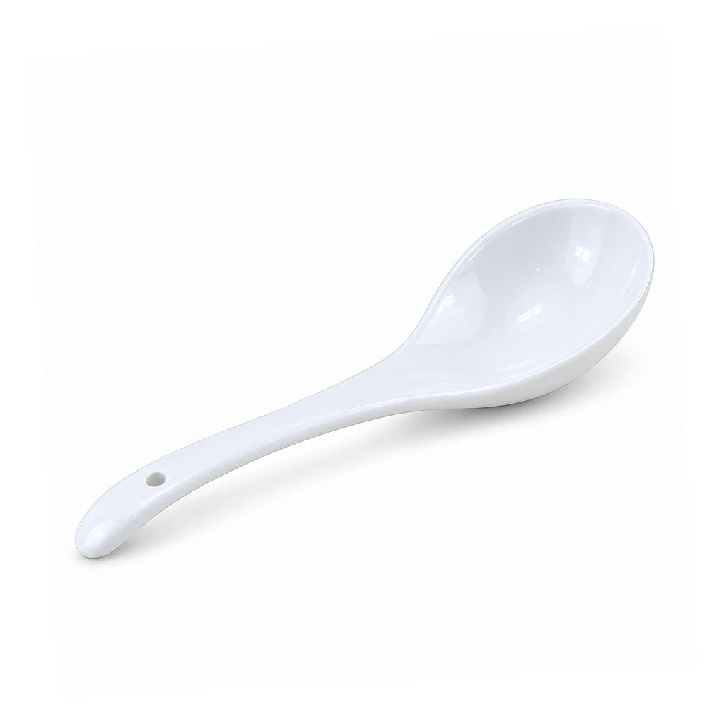 Forte B.K 10-Inch White Ceramic Serving Spoon With Hanging Hole
