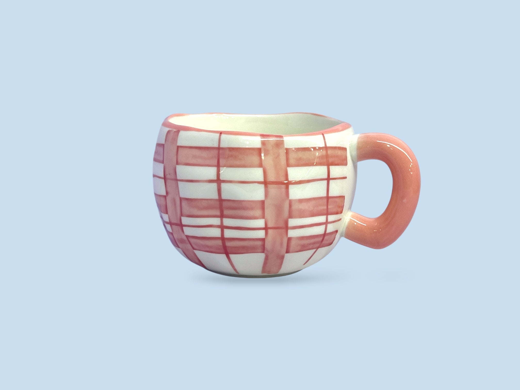 Pink Checked Ceramic Mug