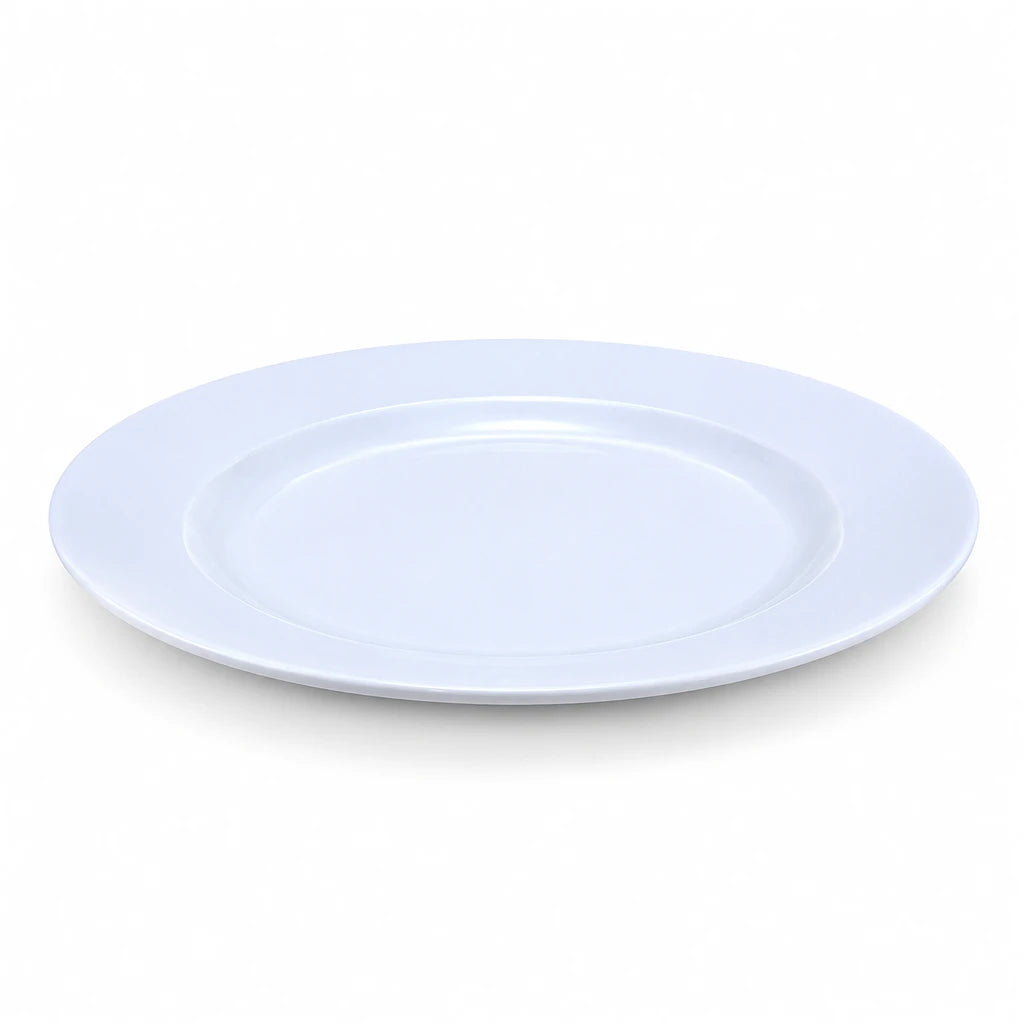 Forte B.K Cameo White Ceramic Flat Plate - 7 & 10 Inch