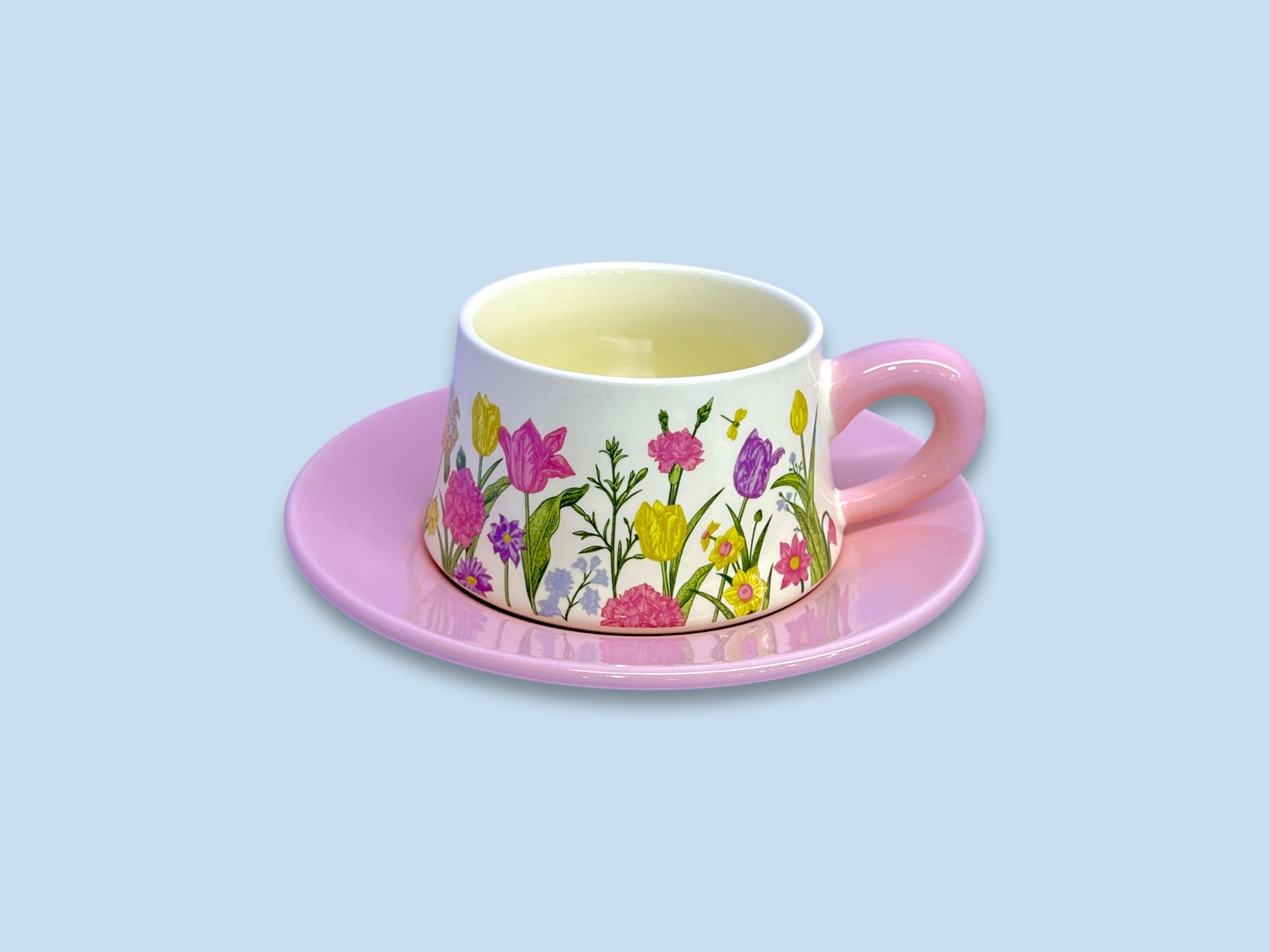 Single Ceramic Pink Cup & Saucer With Gift Box