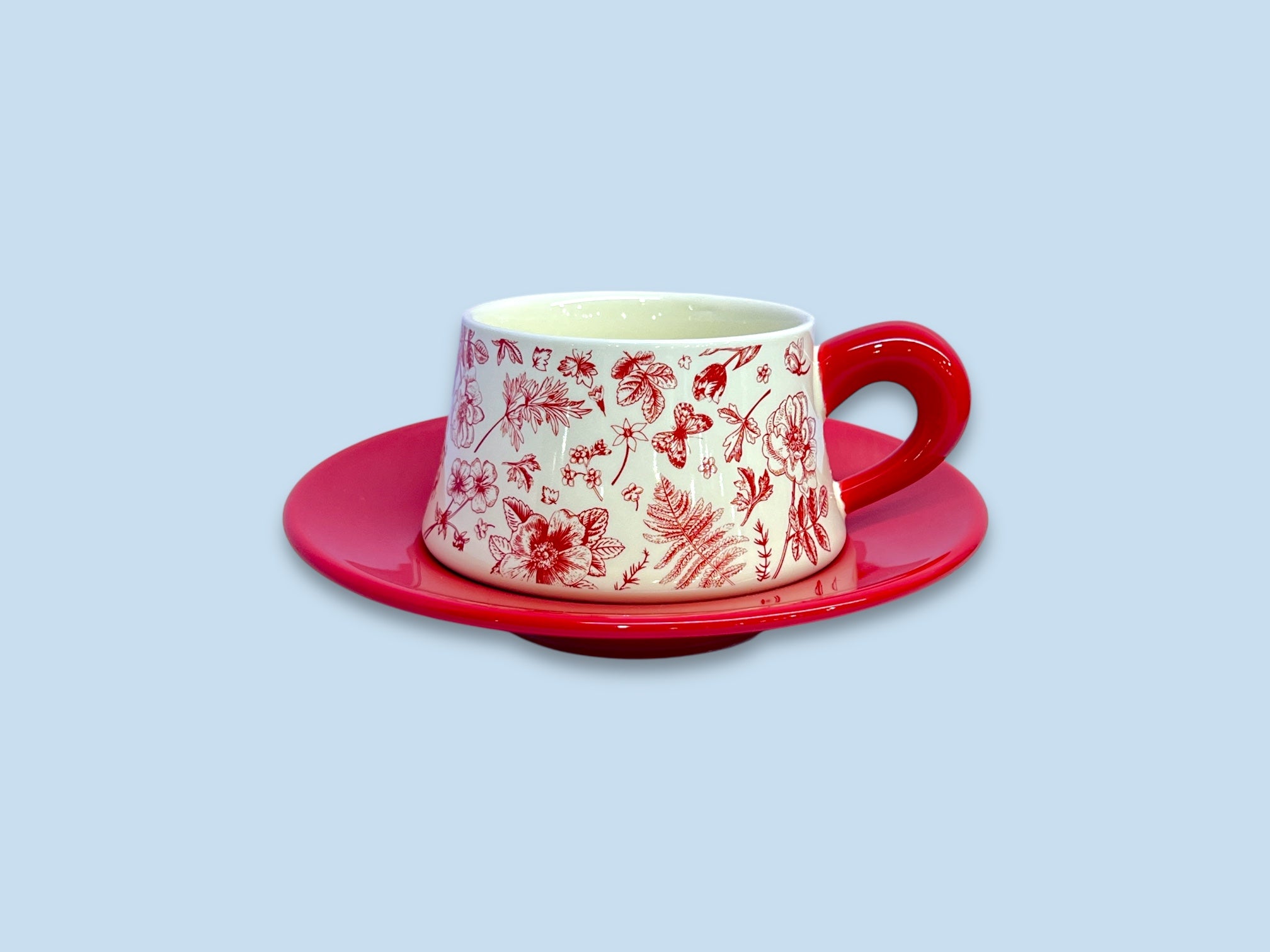 Single Ceramic Red Cup & Saucer With Gift Box