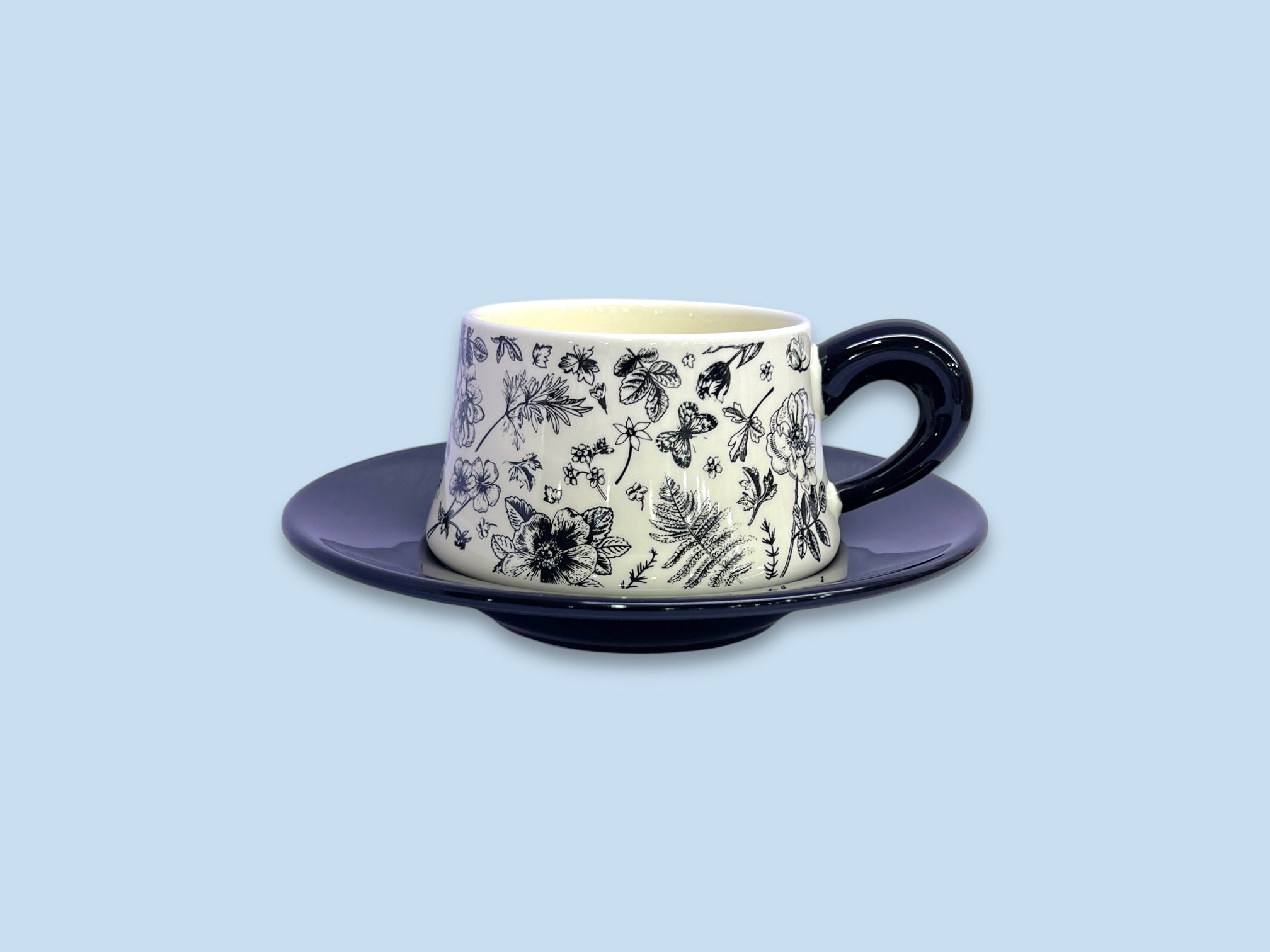 Single Ceramic Black Cup & Saucer With Gift Box