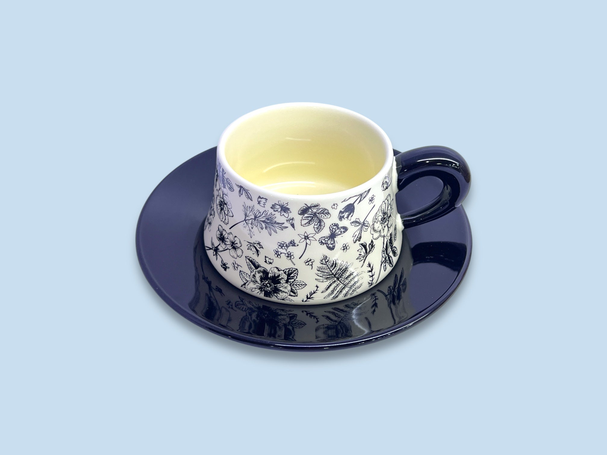 Single Ceramic Black Cup & Saucer With Gift Box