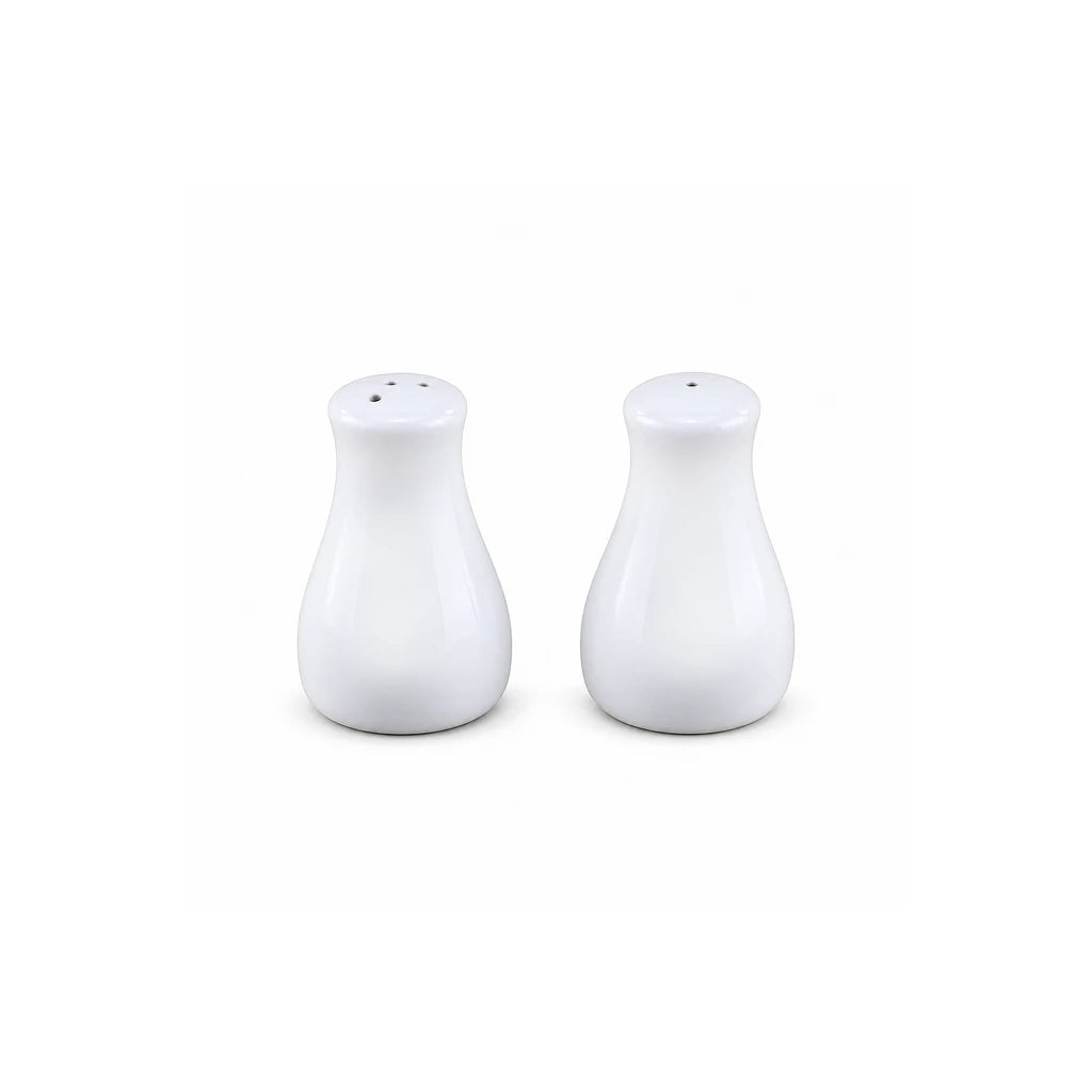 Forte B.K Rounded White Ceramic Salt & Pepper Shaker Set