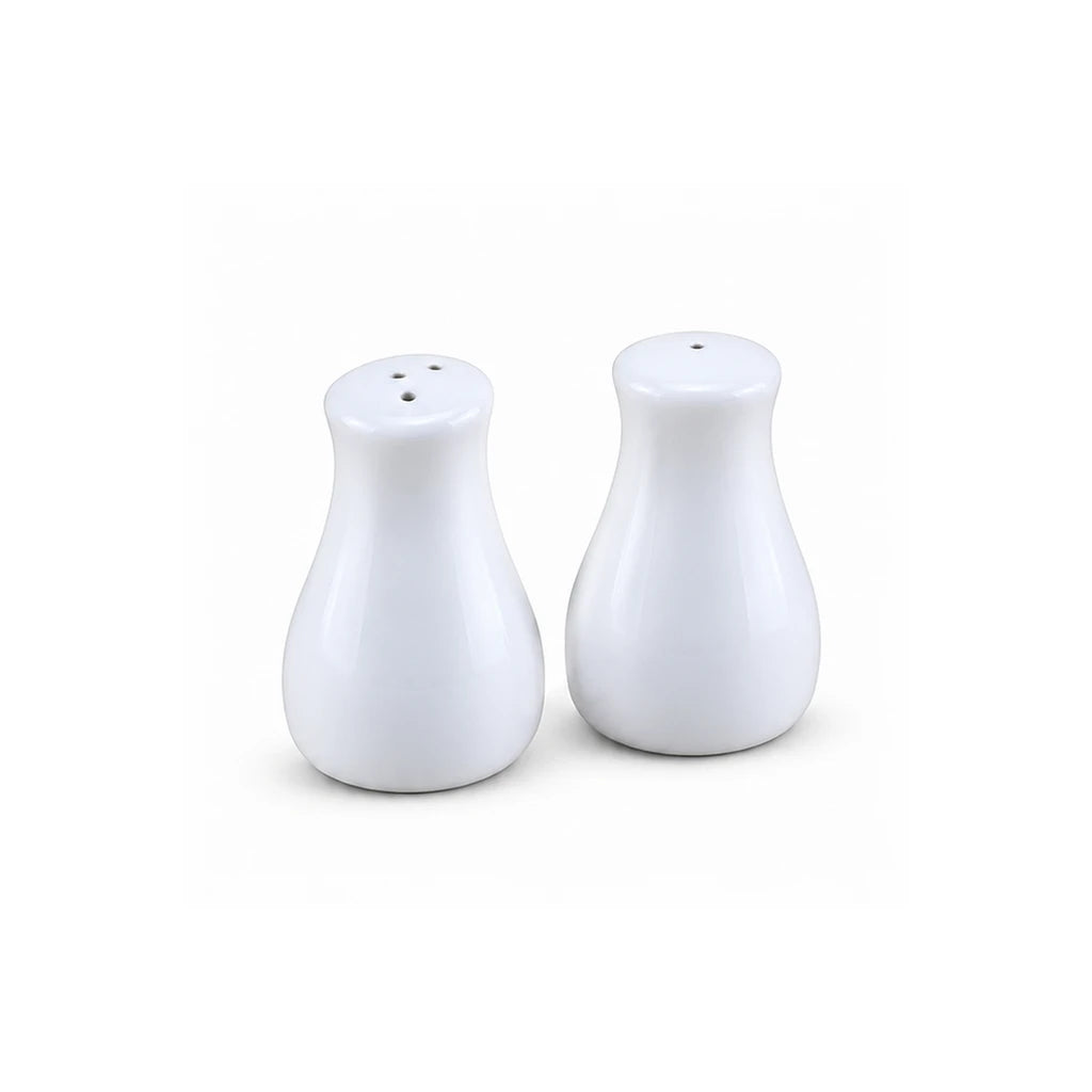 Forte B.K Rounded White Ceramic Salt & Pepper Shaker Set