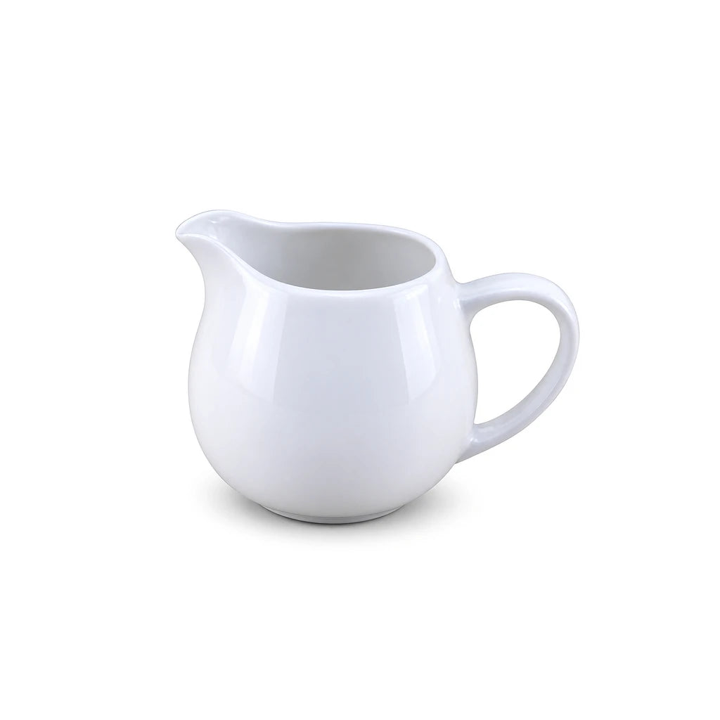 Forte B.K Rounded White Ceramic Milk & Cream Jug, 350 ml