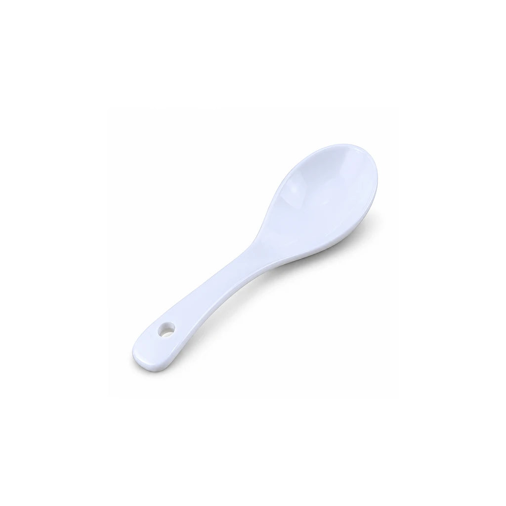 Forte B.K Curved-Handle White Ceramic Soup Spoon, 5.5 Inch