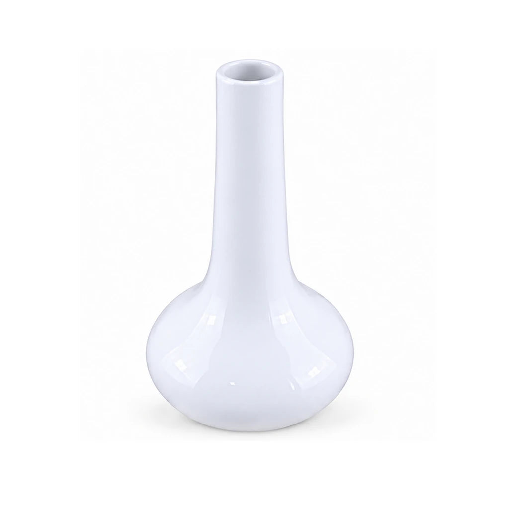 Forte B.K Classic Long-Neck White Ceramic Vase, 6 Inch