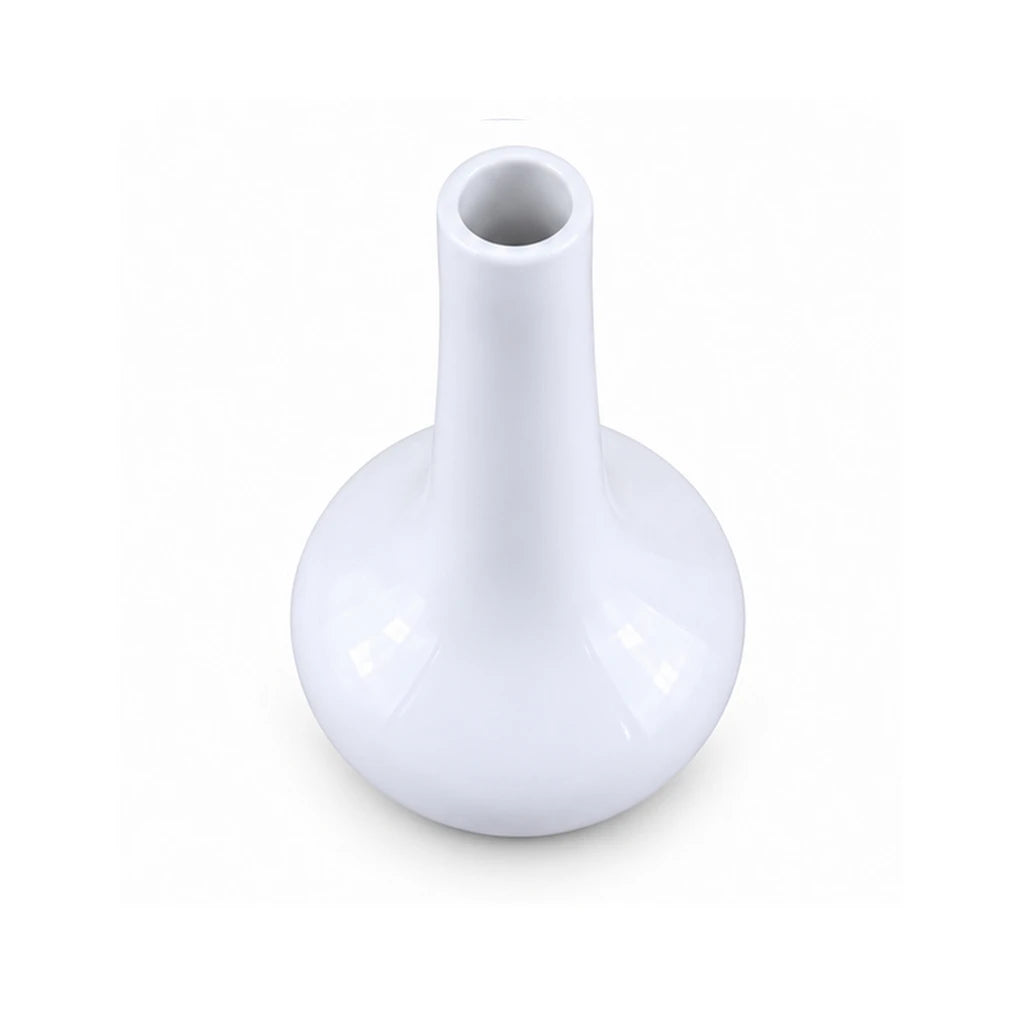 Forte B.K Classic Long-Neck White Ceramic Vase, 6 Inch