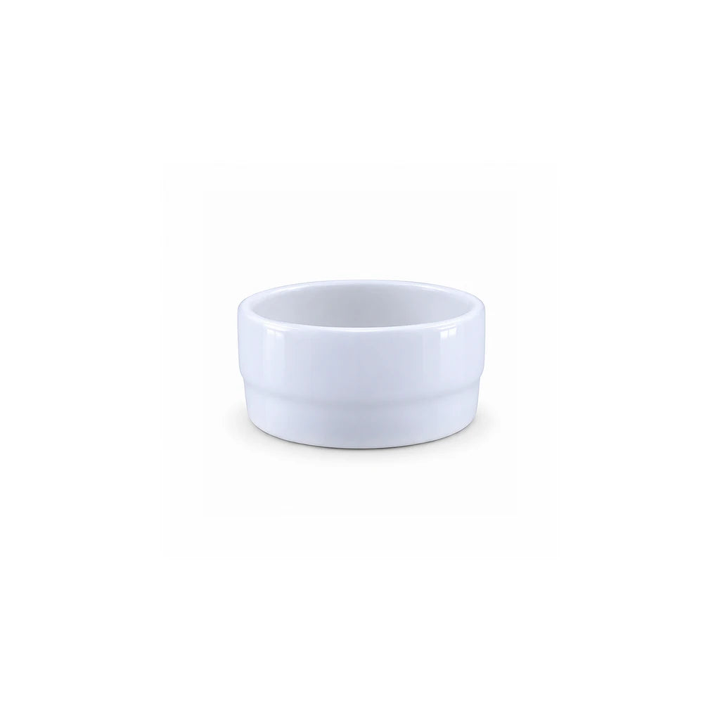 Forte B.K Classic Smooth-Sided White Ceramic Ramekin, 3 Inch